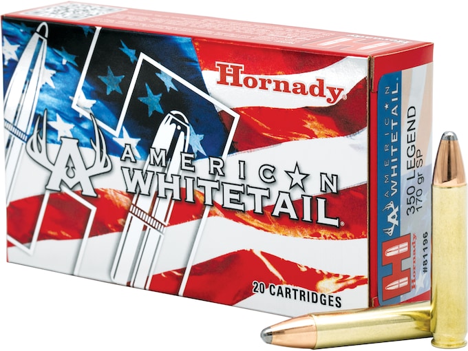 Hornady American Whitetail 350 Legend Ammo 170 Grain Hornady Interlock Jacketed Soft Point 300rounds For Sale