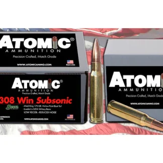 Buy Atomic Ammunition Match Subsonic 308 Winchester Ammo 175 Grain Sierra MatchKing Jacketed Hollow Point Box of 100
