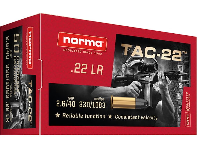 Norma TAC-22 Ammunition 22LR 40 Grain Lead Round Nose - Best Price