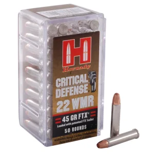 Get Hornady Critical Defense 22 Winchester Magnum Rimfire (WMR) Ammo 45 Grain Hornady FTX Polymer Tip Online